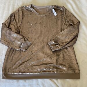 Lane Bryant Gold Sequin Sweater Top